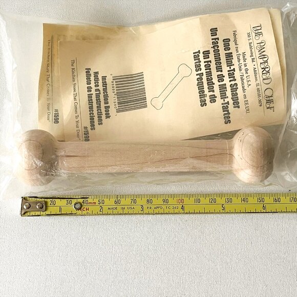 Vintage Pampered Chef Wooden Mini Tart Shaper Tool 1590 New Sealed Made in USA - Picture 3 of 3